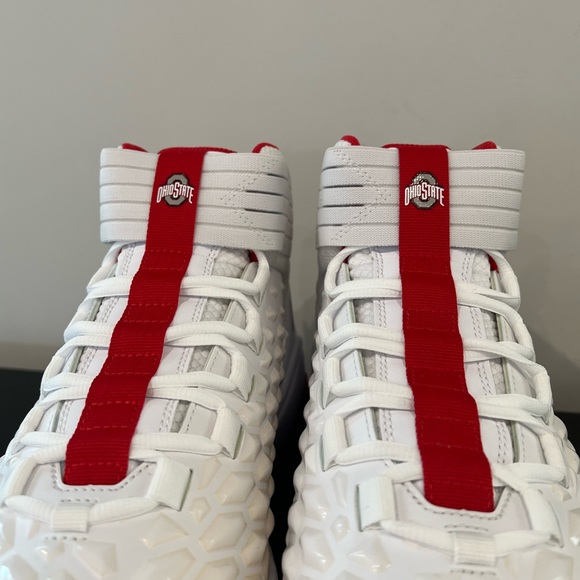 Size 15 Nike Force Savage Pro 2 Shark Ohio State PE Football Cleats White Red main image 4